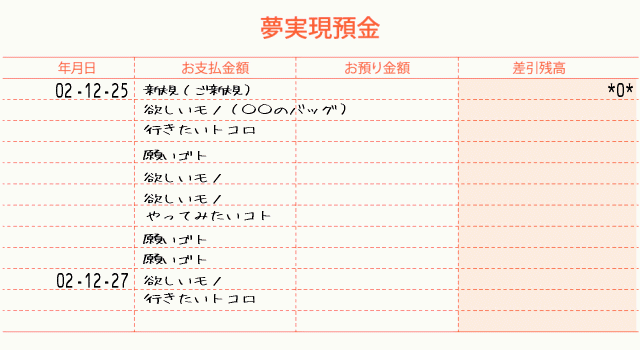 夢実現預金通帳の使い方