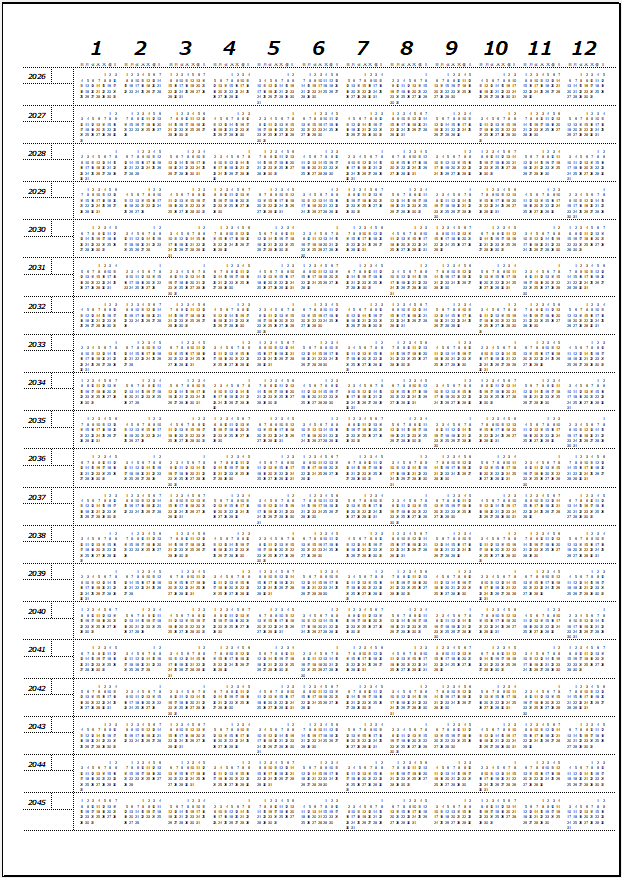 2026年版夢実現40年カレンダー前半イメージ画像