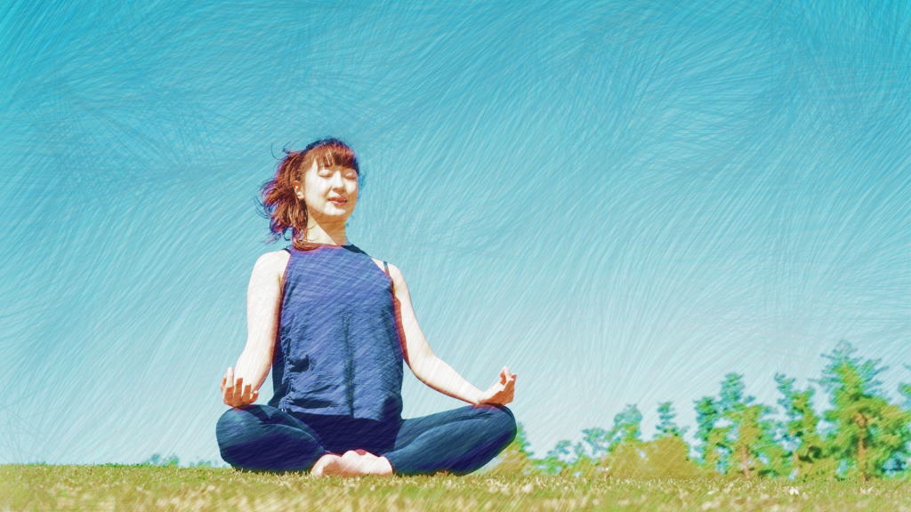 ゆったりと瞑想するイメージ画像