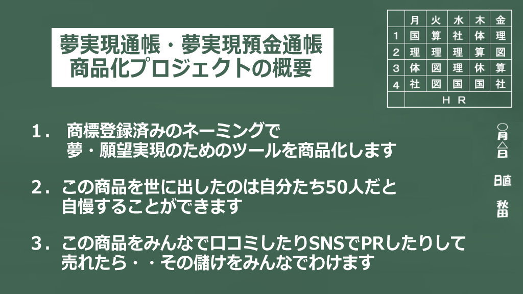 夢実現通帳・夢実現預金通帳商品化プロジェクトの概要イメージ画像